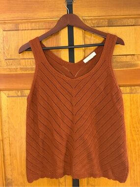Knit V-Neck Tank Top in Rust